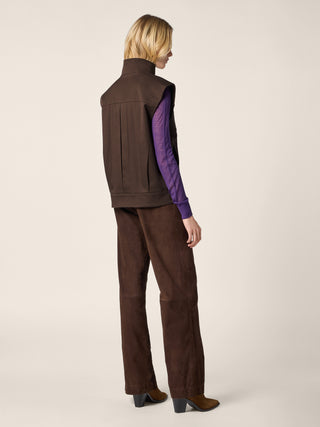 Reversible Vest in Brown Cashmere and Wool Prince of Wales and Cotton 3