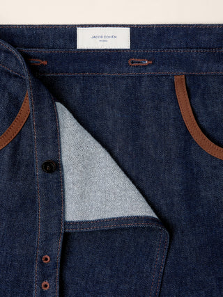 Kurzer Rock aus indigoblauem Comfort Denim und Lyocell, Rinse Wash in Dunkelblau 4