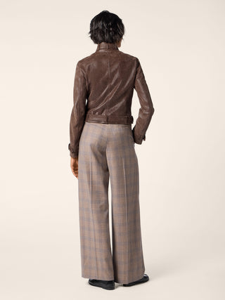 Double-Breasted Jacket in Brown Vintage-Effect Leather 3