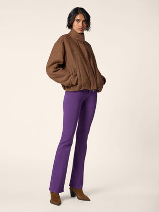 Bomber Jacket in Rust and Brown Silk, Wool and Cashmere Houndstooth Cloth 2