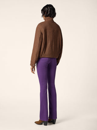 Bomber Jacket in Rust and Brown Silk, Wool and Cashmere Houndstooth Cloth 3