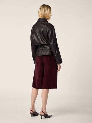Belted Biker Jacket in Dark Brown Nappa Leather 3