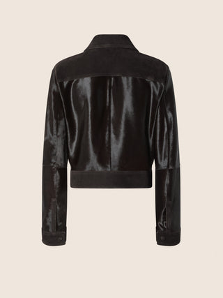 Zipped Jacket in Brown Calf-Hair and Suede 2