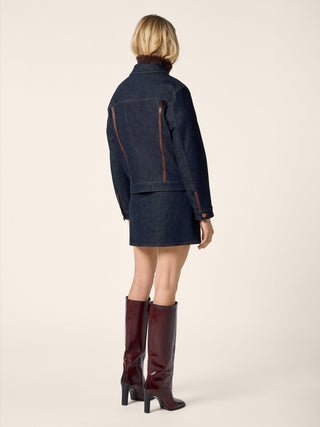 Veste camionneur en denim indigo spécial confort et lyocell, délavage bleu foncé 3