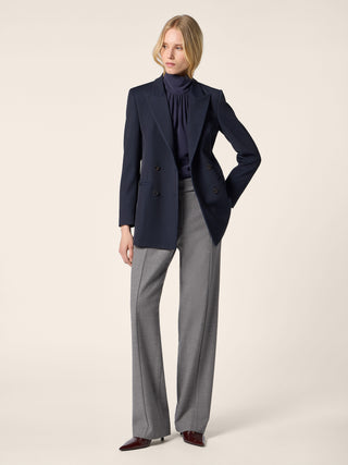 Double-Breasted Blazer in Night Blue Wool and Cotton Drill 2
