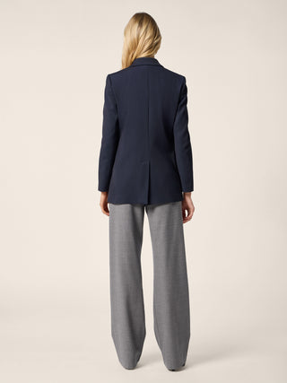 Double-Breasted Blazer in Night Blue Wool and Cotton Drill 3