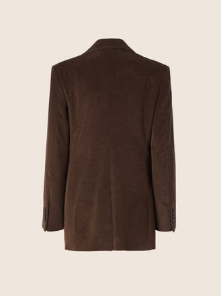 Double-Breasted Jacket in Brown Cotton and Cashmere Corduroy 2