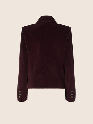 Chaqueta con bolsillos de algodón acanalado burdeos 2
