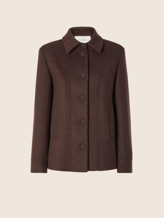 Peacoat in Brown Cashmere, Wool and Silk Double Fabric 1