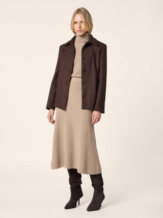 Peacoat in Brown Cashmere, Wool and Silk Double Fabric 2