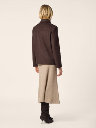 Peacoat in Brown Cashmere, Wool and Silk Double Fabric 3