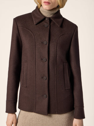 Peacoat in Brown Cashmere, Wool and Silk Double Fabric 4