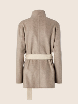 Caban Coat in Dove-Grey Cashmere, Wool and Silk Double Fabric 2