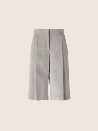 Ivy Bermuda Pants in Light Grey Cotton and Cashmere Corduroy