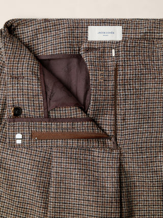 Bermuda Ivy en laine pied-de-poule marron et bleu marine 5