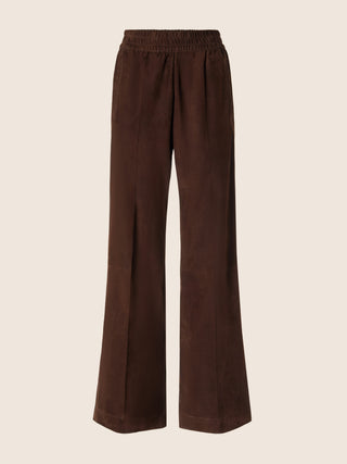 Pantalon Marianne coupe décontractée en daim léger marron 1
