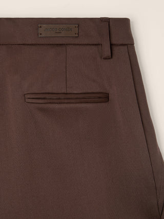 Pantaloni Vicky wide in raso stretch di lana marrone scuro 3