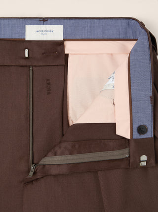 Pantaloni Vicky wide in raso stretch di lana marrone scuro 6