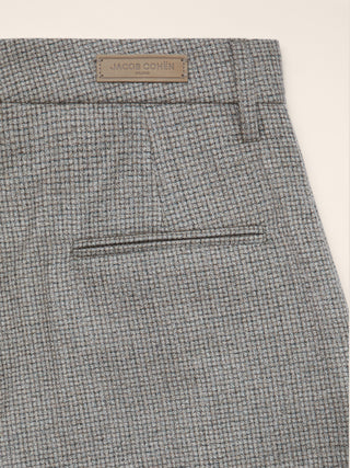 Vicky Wide 5 Pocket Pants in Grey and Brown Micro Check Wool Flannel 2