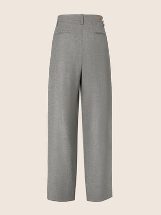 Vicky Wide 5 Pocket Pants in Grey and Brown Micro Check Wool Flannel 3