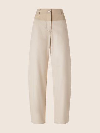 Rosie Barrel 5 Pocket Pants in Light Beige Wool and Cotton Drill