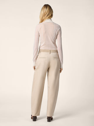 Rosie Barrel 5 Pocket Pants in Light Beige Wool and Cotton Drill 4