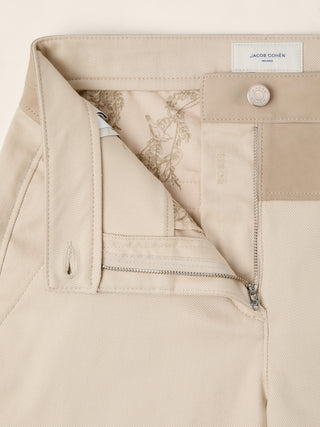 Rosie Barrel 5 Pocket Pants in Light Beige Wool and Cotton Drill 5