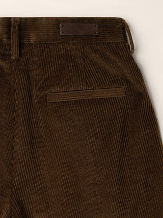 Pantalon Sheryl coupe large en velours de coton et cachemire côtelé marron 3