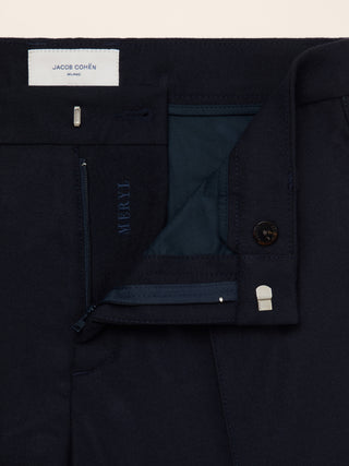 Meryl Slim Pants in Night Blue Bistretch Wool Flannel 4
