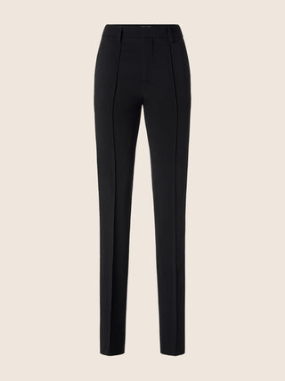 Meryl Slim Pants in Black Wool Satin