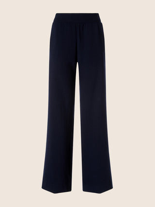 Marianne Relaxed Pants in Night Blue Melange Wool Double Jersey 1