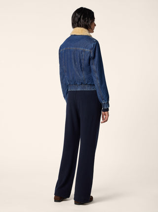 Marianne Relaxed Pants in Night Blue Melange Wool Double Jersey 3