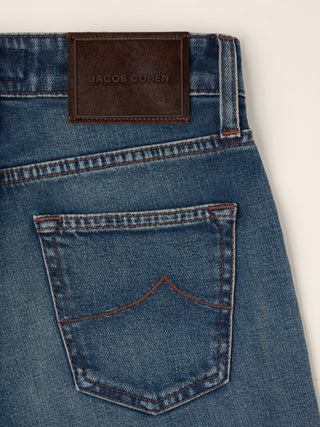 Kimberly Skinny 5 Pocket Jeans in Medium Blue Cotton and Lyocell Comfort Denim with Vintage Wash 2
