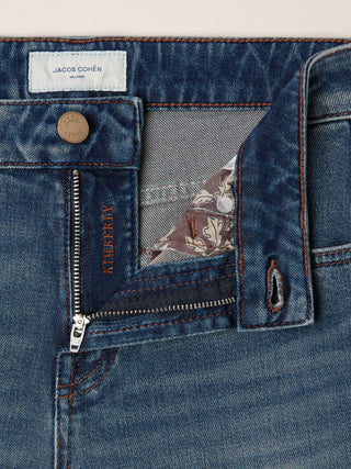 Kimberly Skinny 5 Pocket Jeans in Medium Blue Cotton and Lyocell Comfort Denim with Vintage Wash 4