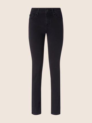 Jean 5 poches Kimberly coupe skinny en denim stretch noir délavé par rinçage 1