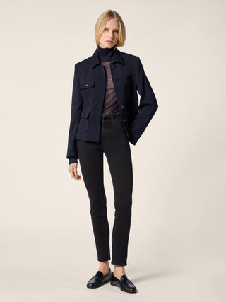 Jean 5 poches Kimberly coupe skinny en denim stretch noir délavé par rinçage 3