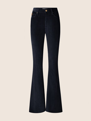 Victoria Flare 5 Pocket Pants in Navy Blue Wide-Rib Cotton Corduroy 1
