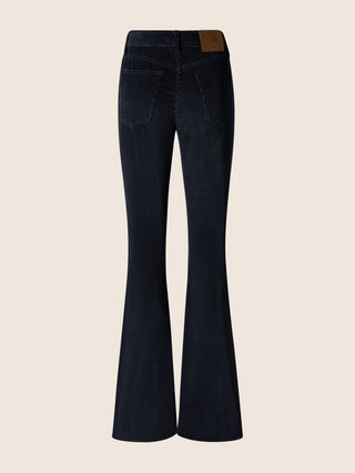 Victoria Flare 5 Pocket Pants in Navy Blue Wide-Rib Cotton Corduroy 3