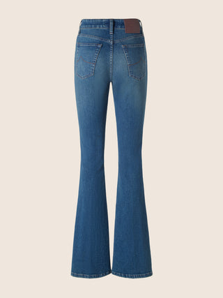 Victoria Flare 5 Pocket Jeans in Light Blue Comfort Denim with Vintage Wash 3