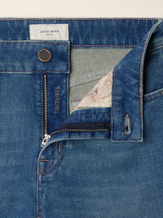 Victoria Flare 5 Pocket Jeans in Light Blue Comfort Denim with Vintage Wash 4