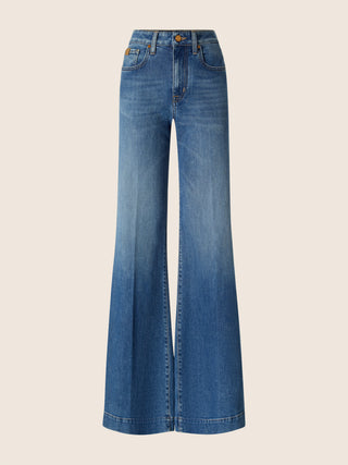 Jean 5 poches Jackie coupe palazzo en denim spécial confort de coton et lyocell bleu clair délavé vintage 1