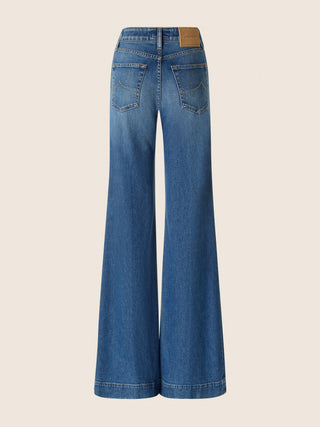 Jean 5 poches Jackie coupe palazzo en denim spécial confort de coton et lyocell bleu clair délavé vintage 4