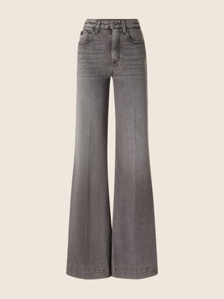 Jean 5 poches Jackie coupe palazzo en denim extensible noir clair avec délavage vintage 1
