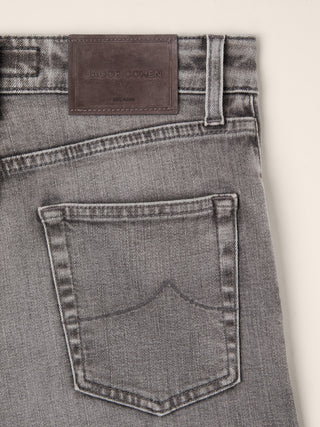 Jean 5 poches Jackie coupe palazzo en denim extensible noir clair avec délavage vintage 2
