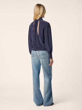 Jean 5 poches Hailey coupe décontractée en denim de coton bleu foncé et lyocell délavé vintage 4