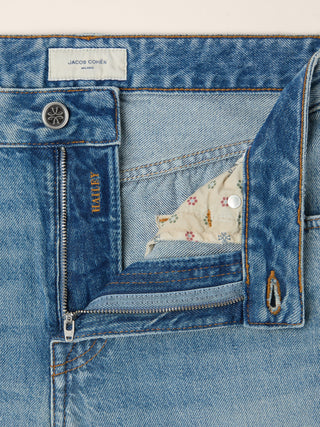 Jean 5 poches Hailey coupe décontractée en denim de coton bleu foncé et lyocell délavé vintage 5