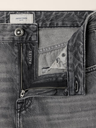 Hailey Relaxed 5 Pocket Jeans in Light Black Cotton and Lyocell Denim with Vintage Wash 4