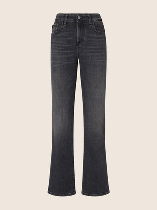 Kate Straight 5 Pocket Jeans in Black Stretch Denim with Vintage Wash 1