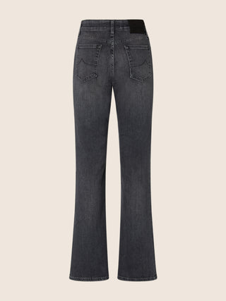 Kate Straight 5 Pocket Jeans in Black Stretch Denim with Vintage Wash 3