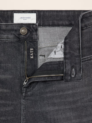 Kate Straight 5 Pocket Jeans in Black Stretch Denim with Vintage Wash 4